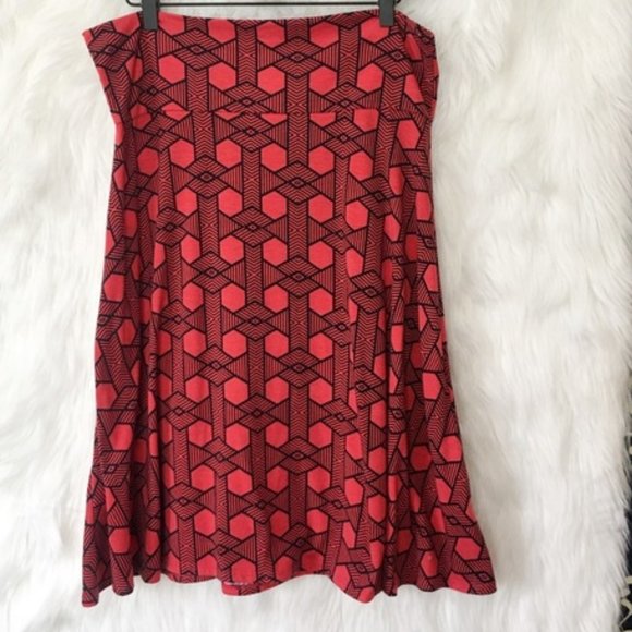 LulaRoe Azure Red Geo Print Skirt or Strapless Top XL - Picture 2 of 4